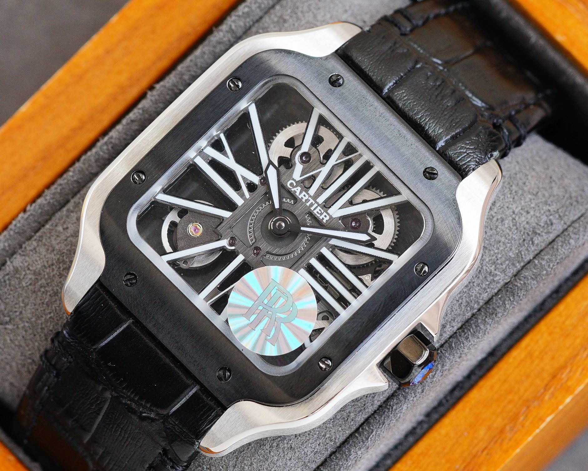 SANTOS BLACK BEZEL SKELETON