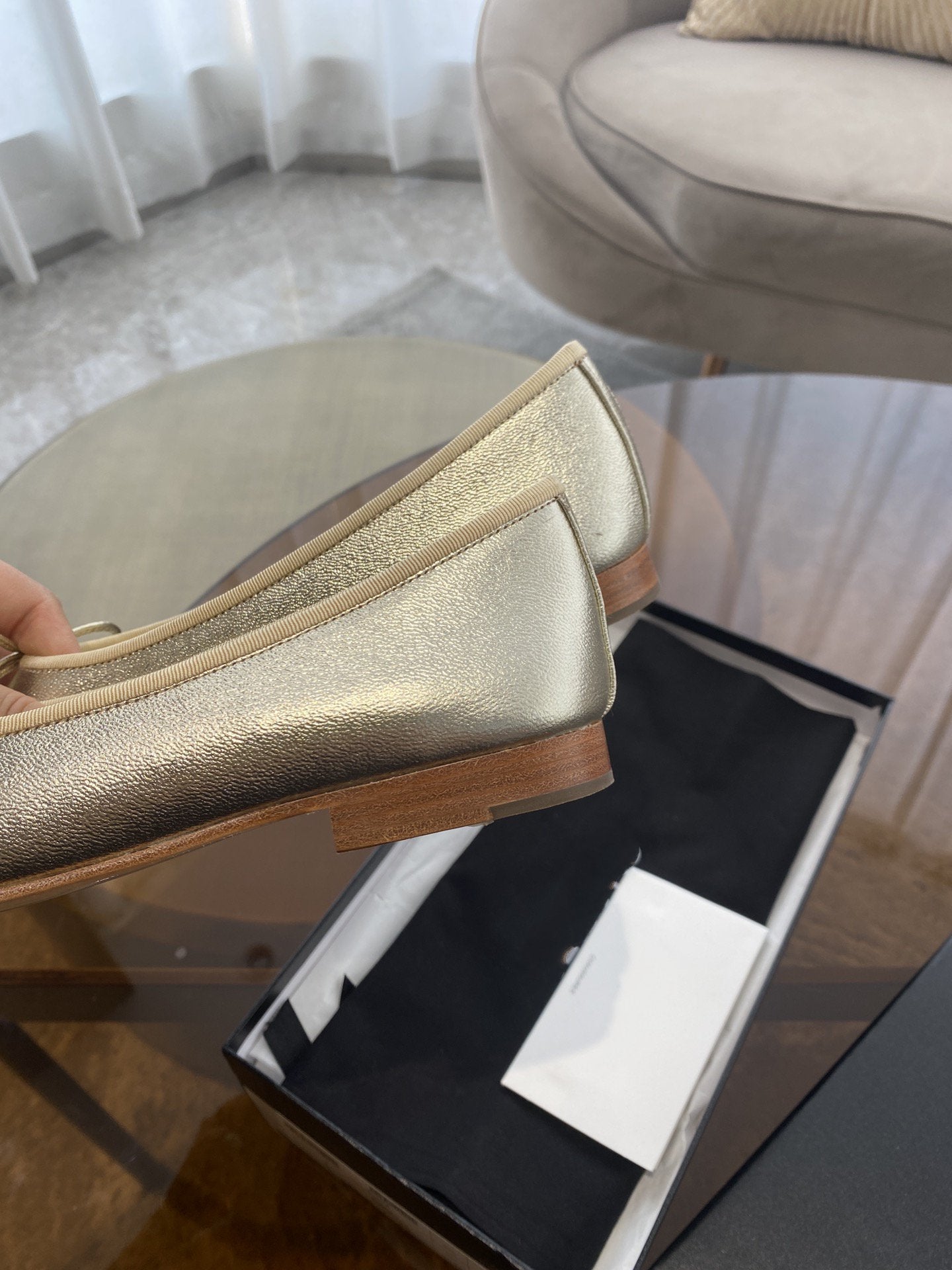 BALLET FLATS LIGHT GOLD LAMBSKIN
