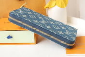 LV MONOGRAM DENIM LEATHER 19CM LONG WALLET