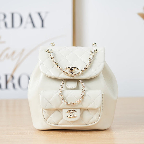 CHANEL 26S MINI BACKPACK 18 IN OFF WHITE LAMBSKIN