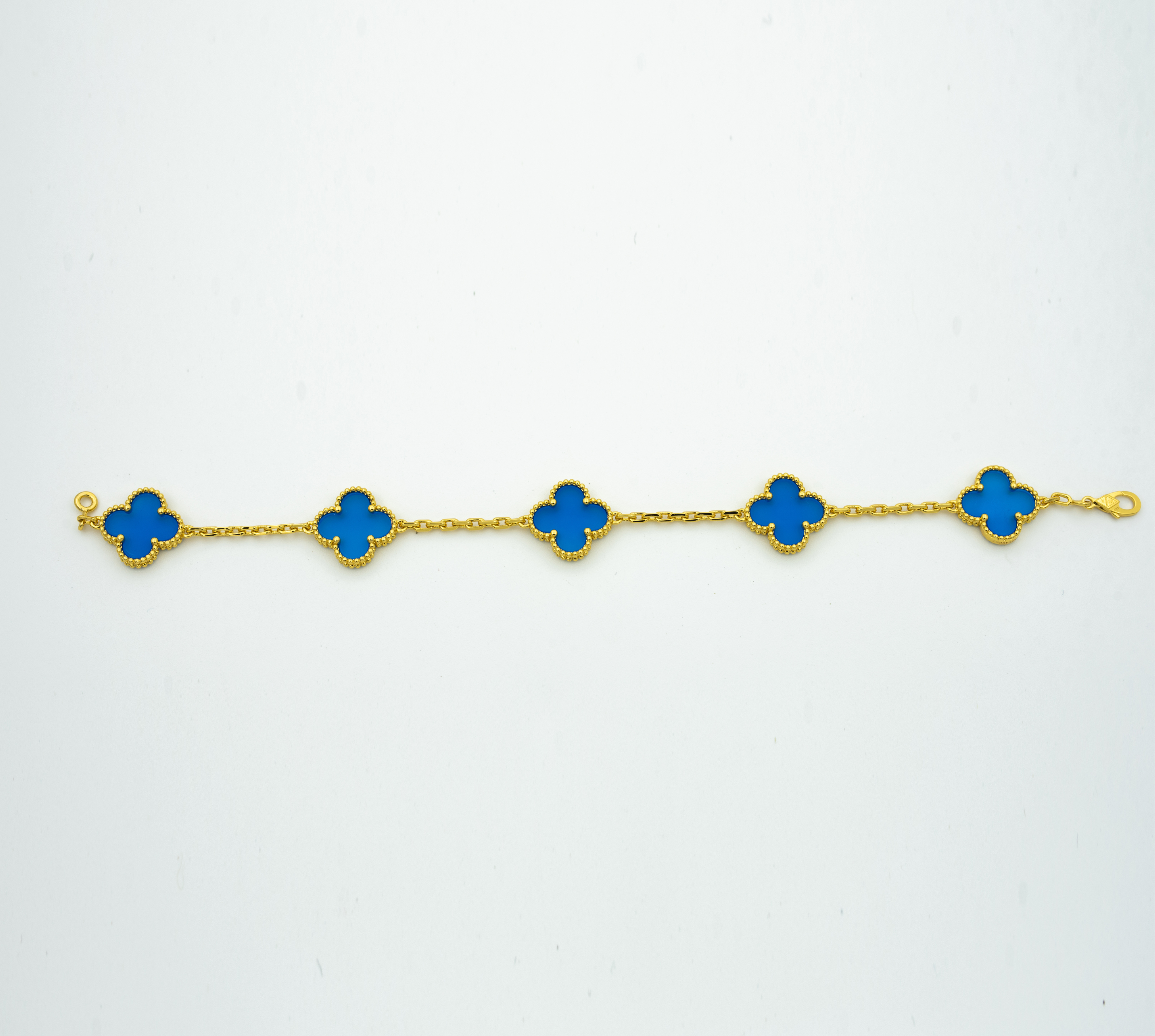 CLOVER BRACELET 5 MOTIFS BLUE AGATE