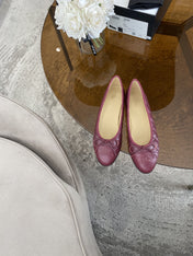 BALLET FLATS BURGUNDY QUILTED LAMBSKIN