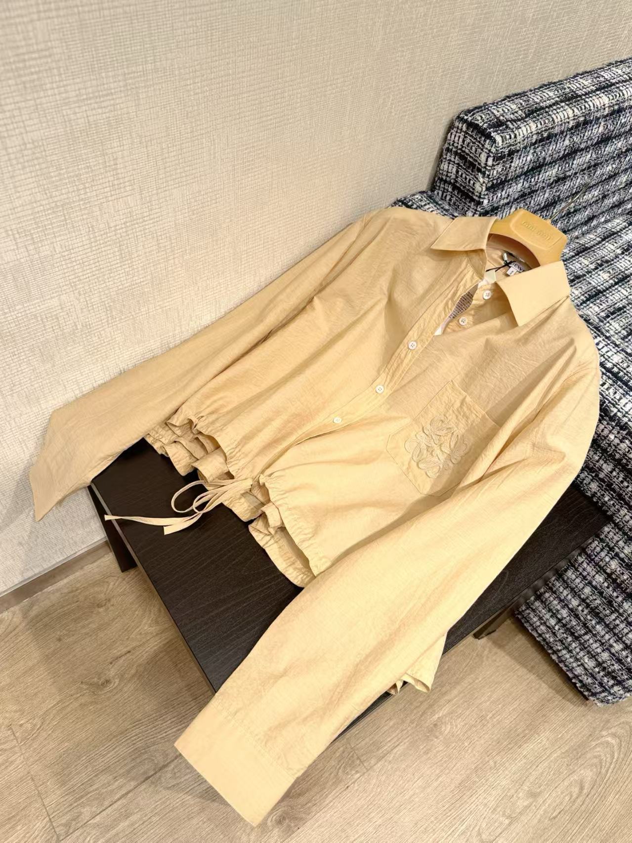 LOEWE SET IN BEIGE COTTON WITH EMBROIDERED LOGO