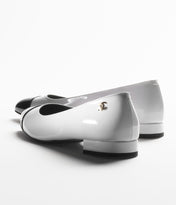 BALLET FLATS WHITE BLACK PATENT CALFSKIN