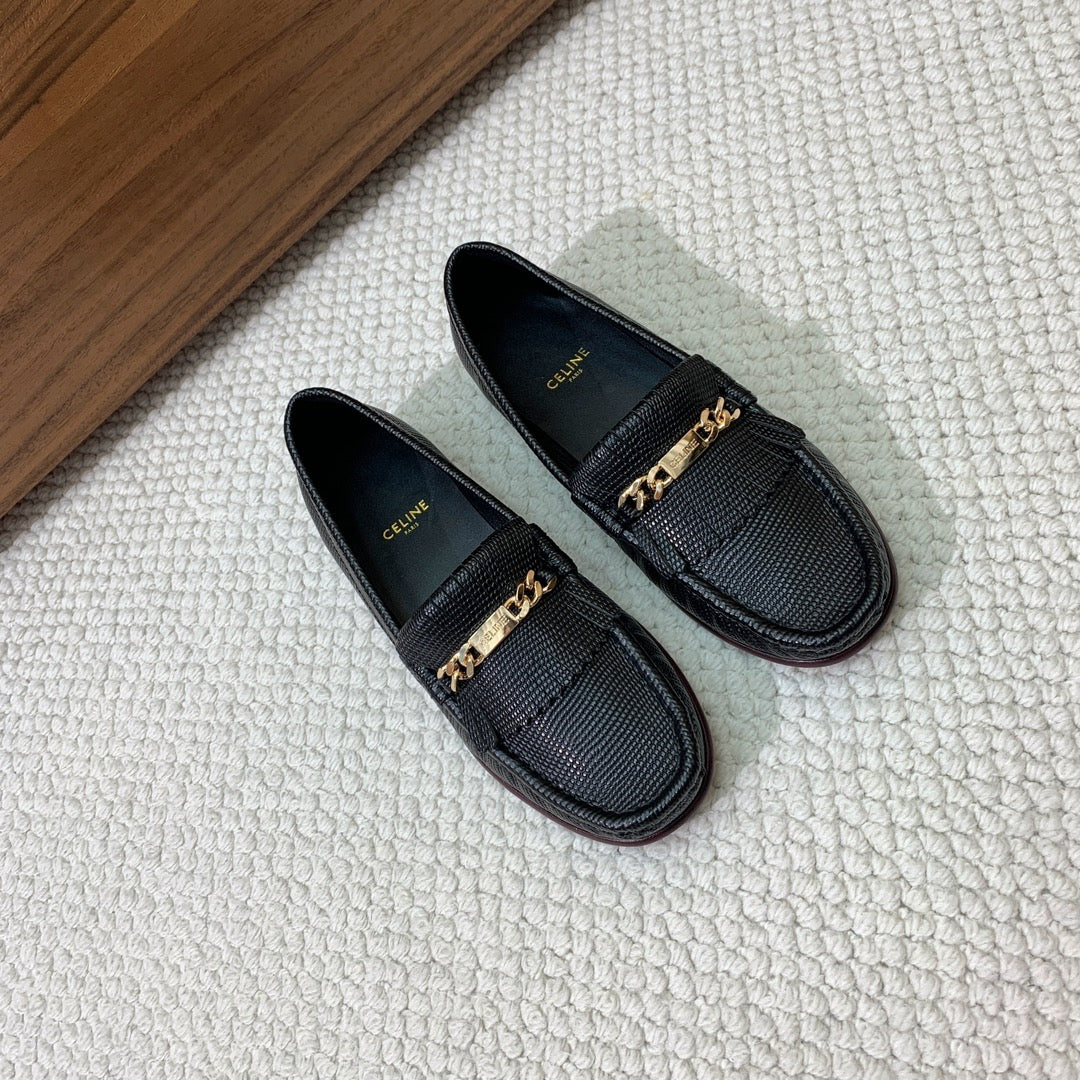LUCO LOAFER WITH FRINGES IN BLACK LAMBSKIN