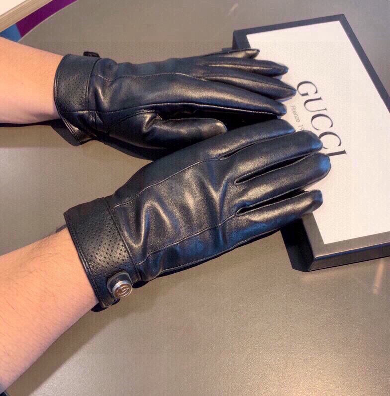 GLOVES IN BLACK CALFSKIN AND FLEECE LINING 465014