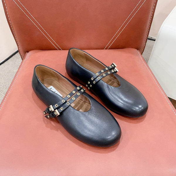 ALAIA MARY JANE SHOES IN BLACK LAMBSKIN WITH GOLD HARDWARE