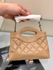 CHANEL 25S SHOPPING BAG 20 CM IN DARK BEIGE LAMBSKIN